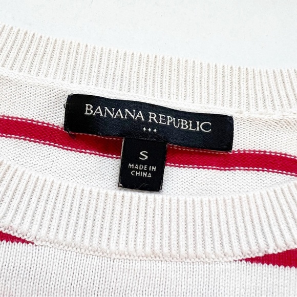 2/25 Banana Republic Red White Striped Sweater Coastal Chic Nautical Crewneck - Picture 4 of 5